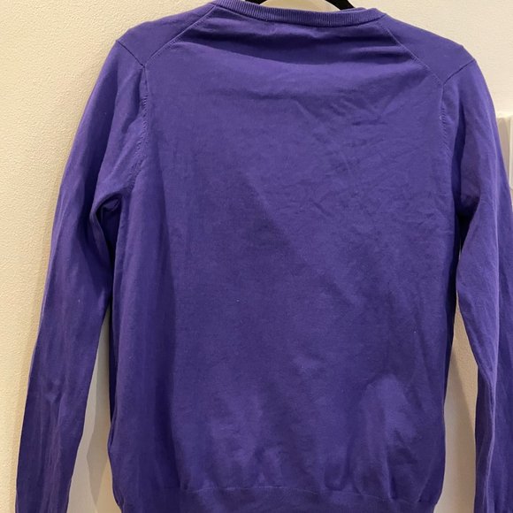 Lands' End Cardigan Sweater Size Medium 10/12 Women's Long Sleeve Purple Stretch - Picture 2 of 5